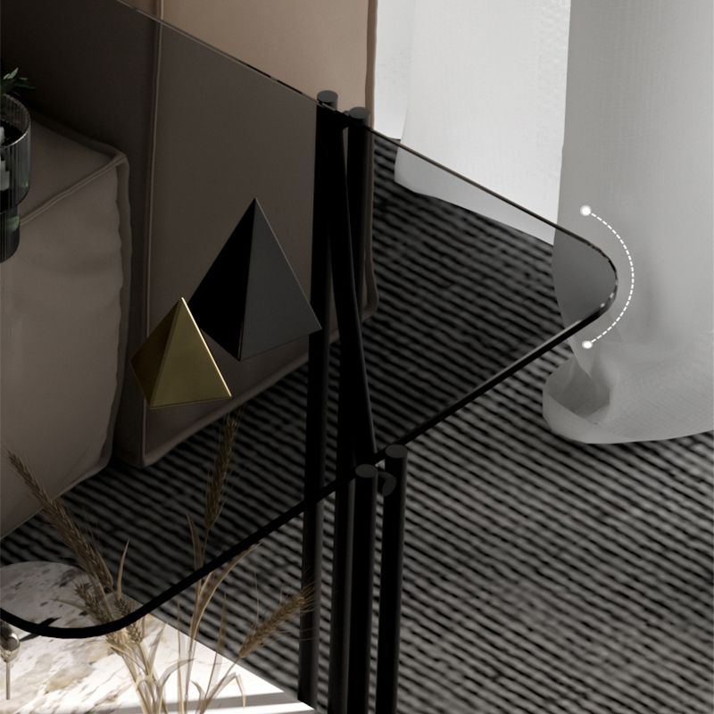 モダンスクエアガラス側の表23.62 "背の4脚の棚が含まれているエンドテーブル