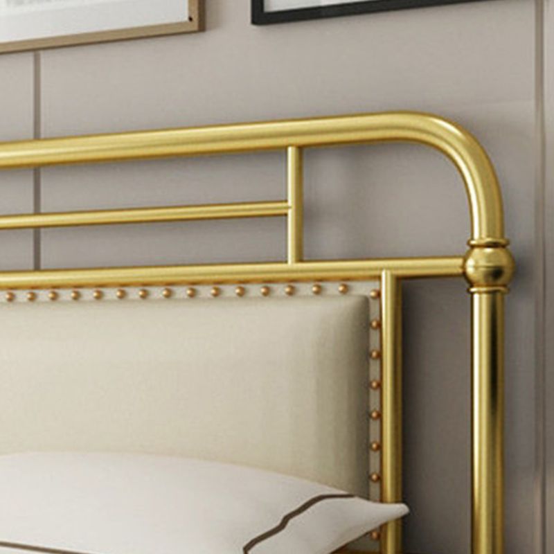 Industrial Metal Open-Frame Standard Bed, Rectangular Headboard Bed