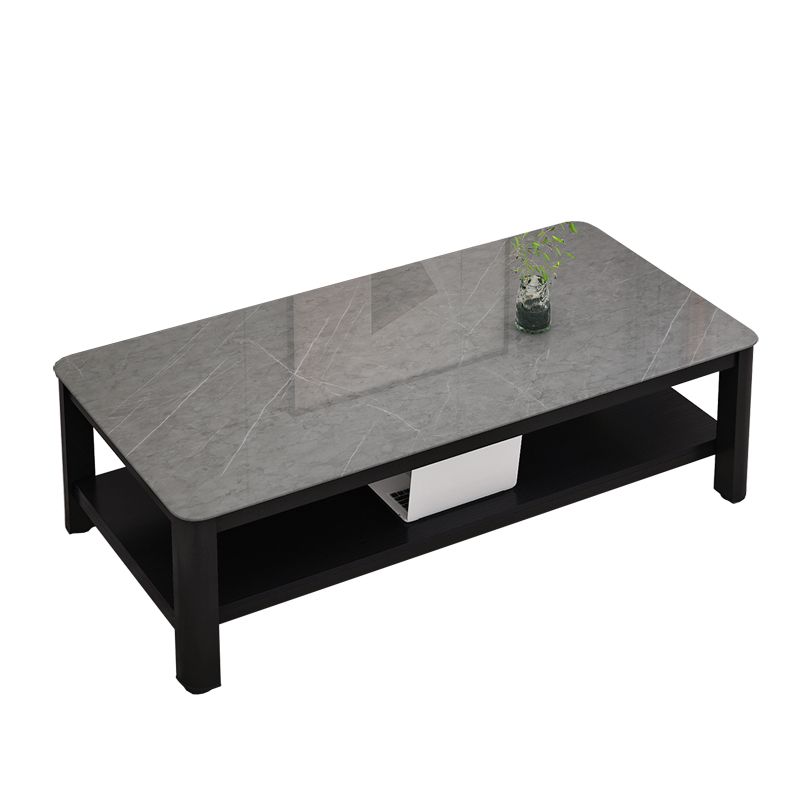 Contemporary Glossy Accent Table Rectangular Coffee Table with Shelf Clearhalo 'Coffee & Accent Tables' 'Coffee Tables' 'coffee_tables' 'furn' 'furn_coffee_tables' 'Furniture' 'furniture_coffee_tables' 'Living Room Furniture' 1200x1200_38ee2ecd-dd87-4656-ad75-e4567bd1aaa8