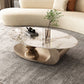 Elliptical Stone Glam Abstrakter Kaffee-Cocktailtisch mit Bodenregal