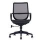 Silla moderna con brazo y ruedas, silla de escritorio con respaldo medio en color negro de microfibra
