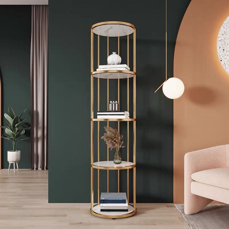 Scandinavian Open Corner Bookshelf with Metal Frame Manufactured Wood Bookcase Clearhalo 'Bookcases' 'furn' 'furn_bookcases' 'Furniture' 'furniture_bookcases' 'Office Furniture' 1200x1200_38f10893-b25e-453a-96d1-bca107dd7c50