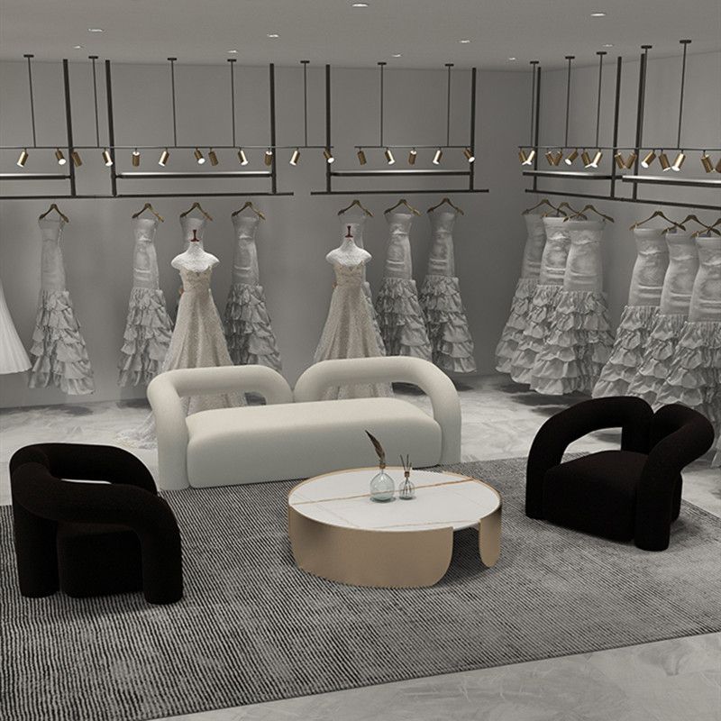 Modern White Tuxedo Arm Sofa Wool Statement Sofa for Living Room