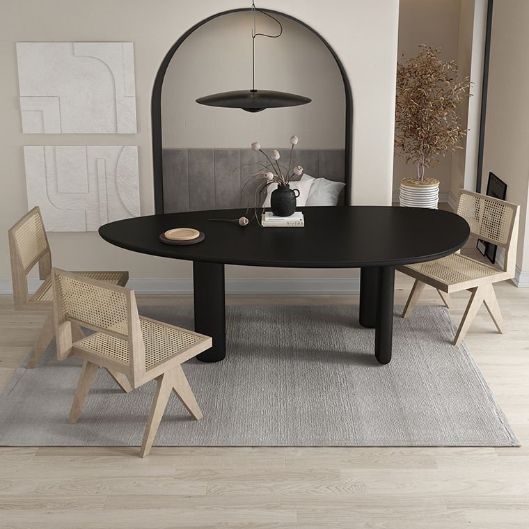 Oval Solid Wood Dining Table in Grey/Black Modern Table with 4 Legs for Restaurant Clearhalo ' dining_table' 'Dining Tables & Seating' 'Dining Tables' 'furn' 'furn_dining_table' 'Furniture' 'furniture_dining_table' 'Kitchen & Dining Furniture' 'kitchen&dining_furn' 'kitchen' 'kitchen_dining_table' 1200x1200_38f2afac-0a37-457c-bc51-447f4e97b739