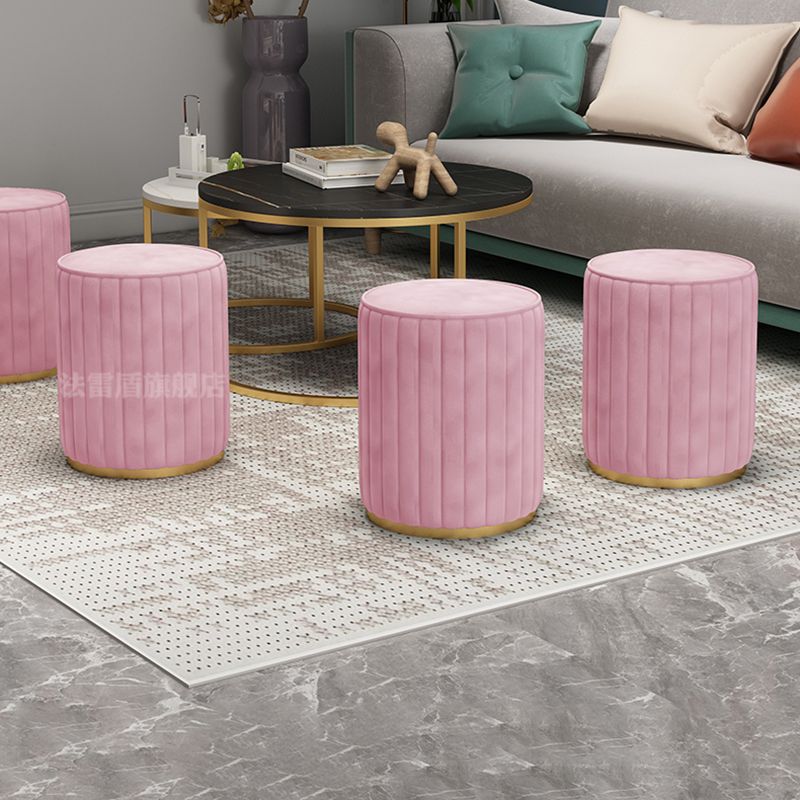 Glam Velvet Pouf Chair Tear Resistant Cylinder Shape Gold Base Ottoman Stool Clearhalo 'furn' 'furn_ottomans_poufs' 'Furniture' 'Living Room Furniture' 'Ottomans & Poufs' 'ottomans_poufs' 1200x1200_38f3a6d1-e278-4f3d-b974-2a5f9eda538b
