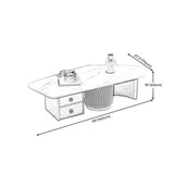 Gratis vorm met 2 poten salontafel moderne leisteen cocktailtafel in wit/goud