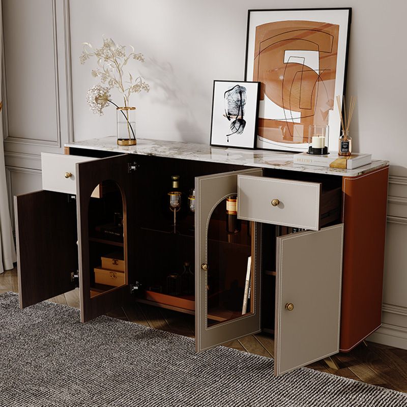 Moderno sideboard buffet a 2-catro e tavolo a buffet a 4 porte con luci a LED