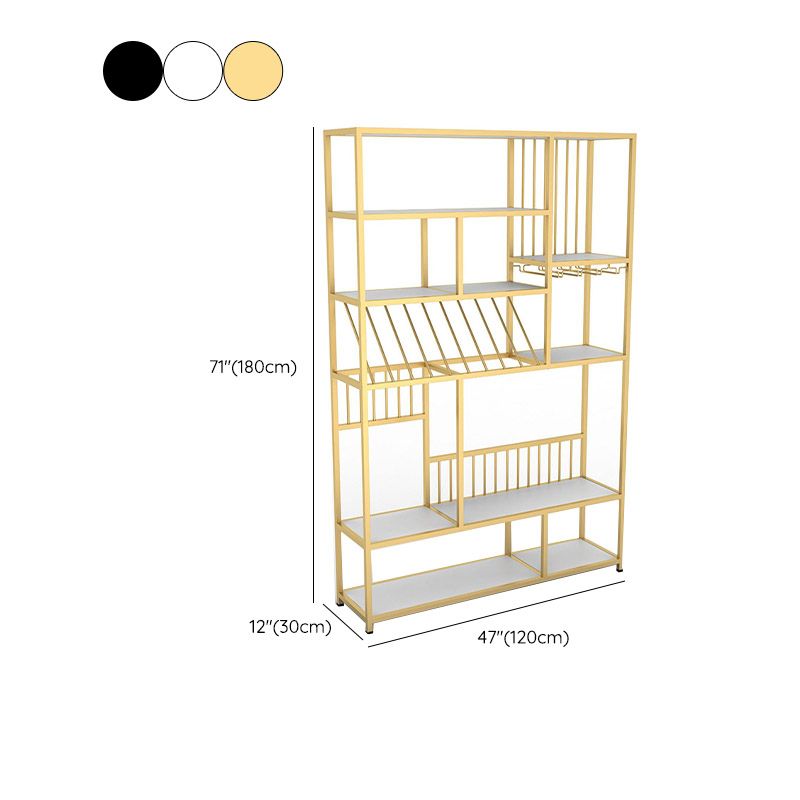Bottiglia di vino in metallo e portabicchieri in vetro Porta del pavimento moderno con scaffale