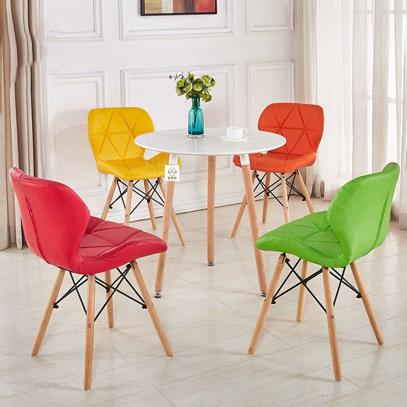 Nordic Leather Side Dining Chairs Wingback Armless Chair with Wood Legs Clearhalo ' kitchen&dining_furn' 'Dining Chairs' 'Dining Tables & Seating' 'dining_chair' 'Furniture' 'furniture_dining_chair' 'Kitchen & Dining Furniture' 'kitchen' 1200x1200_38f70acd-ac0c-4193-bc10-05bbb812cd16