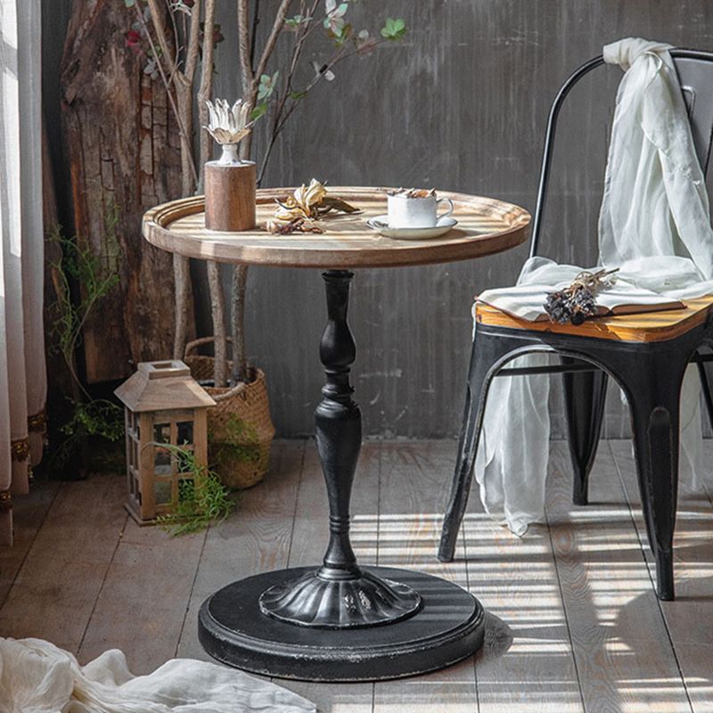 Pedestal Round Side End Table Rustic Distressed Side End Table