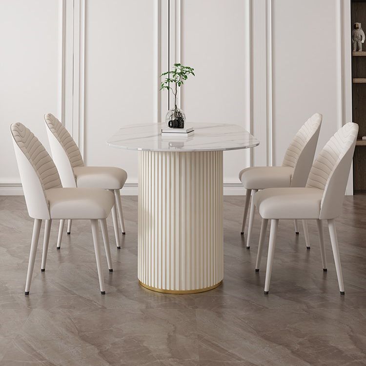Contemporary Dining Table Stone Dining Table in White with Double Pedestal Clearhalo 'Dining Tables & Seating' 'Dining Tables' 'dining_table' 'furn' 'furn_dining_table' 'Furniture' 'Kitchen & Dining Furniture' 1200x1200_38f865f3-ae69-44a2-9b26-1949bb4e6821