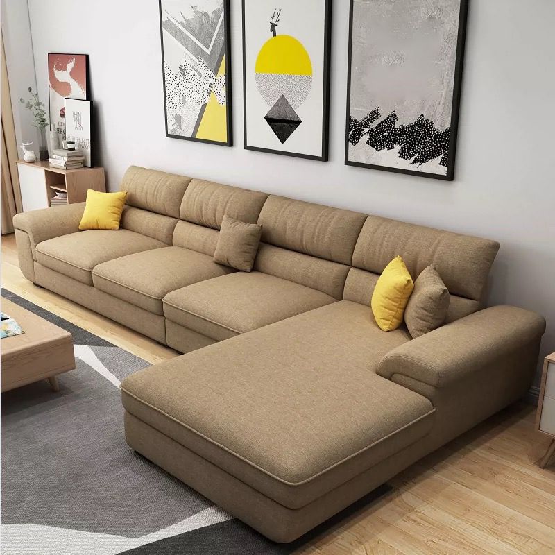 Contemporary L-Shape Sectional with Pillowed Back Cushions for Four People Clearhalo 'furn' 'furn_sectionals' 'Furniture' 'furniture_sectionals' 'kitchen' 'kitchen_sectionals' 'Living Room Furniture' 'Sectionals' 1200x1200_38f89e54-50a2-43fb-83df-706c854e8403