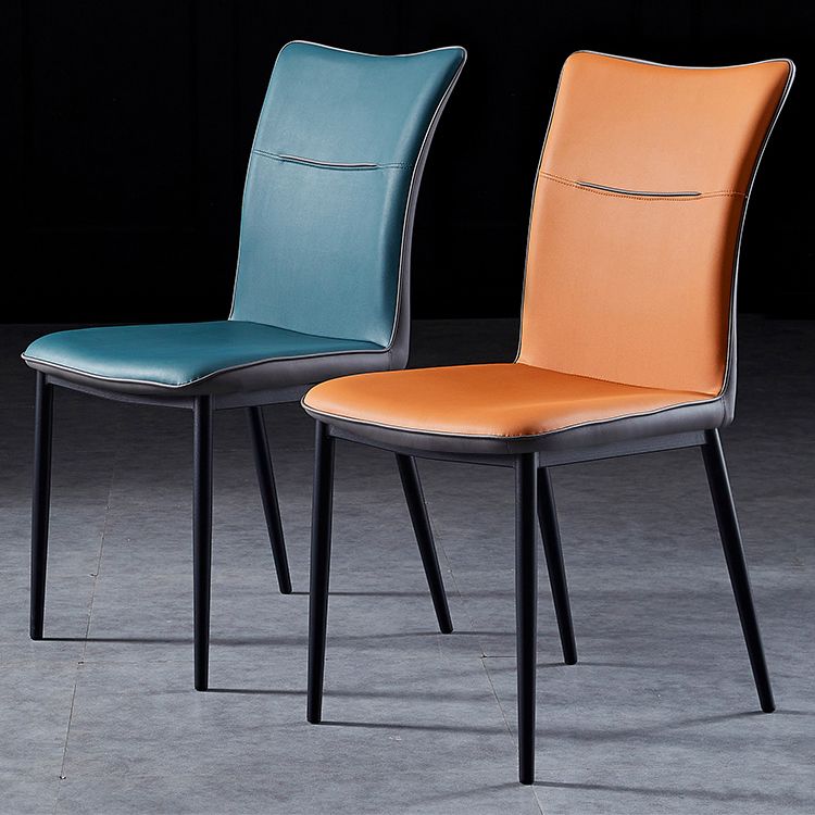 Metal Scandinavian Home Side Chair Solid Back 17.7'' Wide Dining Chair with Black Legs Clearhalo ' kitchen&dining_furn' 'Dining Chairs' 'Dining Tables & Seating' 'dining_chair' 'furn' 'furn_dining_chair' 'Furniture' 'furniture_dining_chair' 'Kitchen & Dining Furniture' 'kitchen' 1200x1200_38f8cedb-992d-466d-9971-7a33934ed468