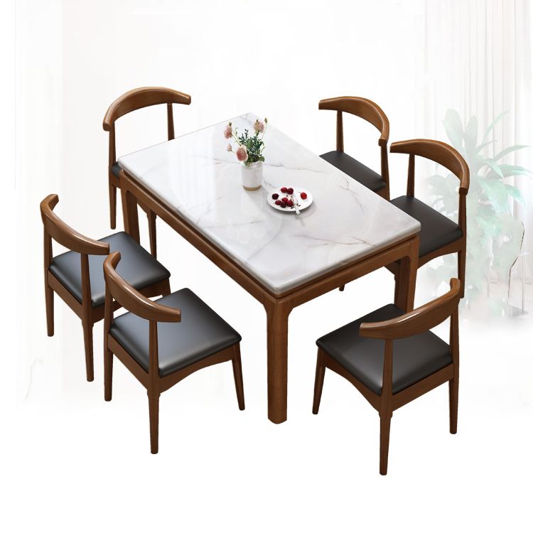 Traditional Fixed Marble Top Dining Room Table with 4 Solid Wood Legs for Kitchen Dining Set Clearhalo 'Dining Room Sets' 'Dining Tables & Seating' 'dining_room_set' 'furn' 'furn_dining_room_set' 'Furniture' 'furniture_dining_room_set' 'Kitchen & Dining Furniture' 'kitchen&dining_furn' 'kitchen' 1200x1200_38f994d4-98cd-42f2-a966-b8189f0a5718