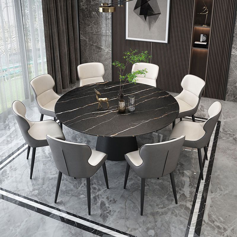 Modern Style Round Furniture Stone Dining Site Table with Pedestal Base Clearhalo ' dining_table' 'Dining Tables & Seating' 'Dining Tables' 'furn' 'furn_dining_table' 'Furniture' 'furniture_dining_table' 'Kitchen & Dining Furniture' 'kitchen&dining_furn' 'kitchen' 'kitchen_dining_table' 1200x1200_38fab2ce-18b4-4425-ad26-87364d3021a4