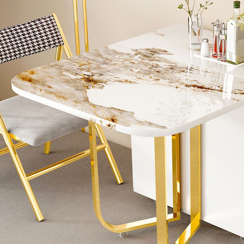 モダンな焼結ストーンダイニングテーブルセット1/3/5/7 PCS折りたたみテーブルと椅子