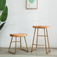 Modern Armless Backless Counter Stool Iron Kitchen Bar Stool with Pedal and Wooden Seat