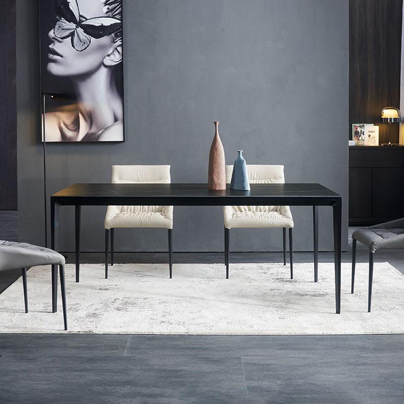 Modern Rectangle Dining Table Sintered Stone Dining Table with 4 Metal Legs Clearhalo ' dining_table' 'Dining Tables & Seating' 'Dining Tables' 'Furniture' 'furniture_dining_table' 'Kitchen & Dining Furniture' 'kitchen&dining_furn' 'kitchen' 'kitchen_dining_table' 1200x1200_38fc81fa-12ba-41d6-8af1-c0e6640543f2