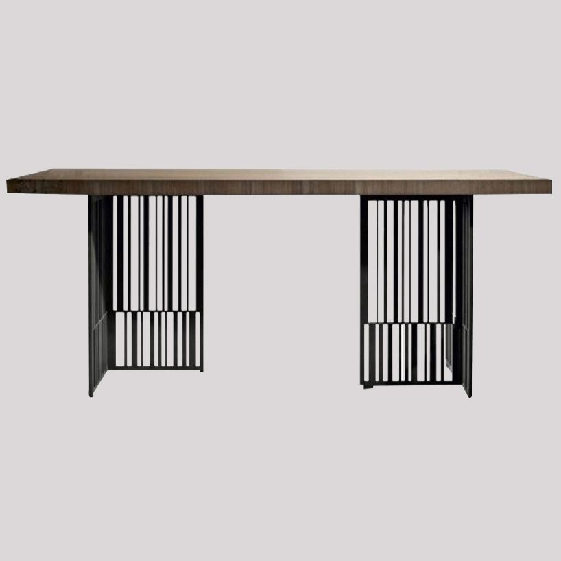 Metal Industrial Rectangular Dining Table Wood Top Dining Table for Kitchen Clearhalo ' dining_table' 'Dining Tables & Seating' 'Dining Tables' 'furn' 'furn_dining_table' 'Furniture' 'furniture_dining_table' 'Kitchen & Dining Furniture' 'kitchen&dining_furn' 'kitchen' 'kitchen_dining_table' 1200x1200_38fdf610-8b8e-4d51-a5a5-56a09d3d6ff1