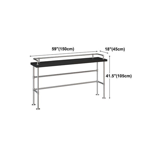Industrial Black Wood Pub Table with Rectangle Table Top Silver Trestle Table - 42" H Clearhalo 'Bar Furniture' 'Bar Tables' 'bar_tables' 'furn' 'furn_bar_tables' 'Furniture' 'furniture_bar_tables' 'Kitchen & Dining Furniture' 1200x1200_38fe3235-e97d-41d8-a6c1-a6d42e751ef1