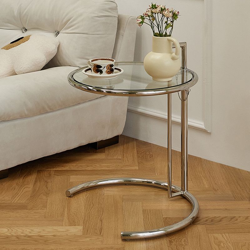 Mesa lateral metálica C de Metálica Tabla de vidrio de vidrio contemporáneo