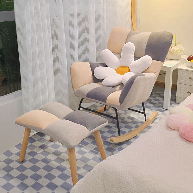 Chaise à bascule de tissu panneau de couleur contemporain coussin tufted chaise de culbuteur avec ottoman