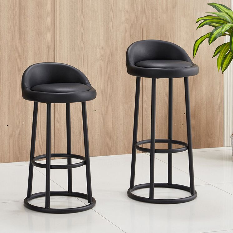 Modern Armless Counter Stool Steel Milk Tea Shop Bar Stool with Leather Cushion and Pedal Clearhalo 'Bar Furniture' 'Bar Stools' 'bar_stools' 'furn' 'furn_bar_stools' 'furniture_bar_stools' 'Kitchen & Dining Furniture' 'kitchen&dining_furn' 'kitchen' 'kitchen_furn' Furniture' 1200x1200_3901e2e5-971c-4ce0-973c-04d343a2b6c2
