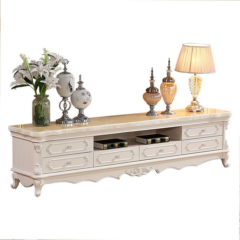 European Marble Living Room TV Cabinet White Solid Wood TV Console Clearhalo 'furn' 'furn_tv_stands_entertainment_centers' 'Furniture' 'Living Room Furniture' 'TV Stands & Entertainment Centers' 'TV Stands & Media Storage Furniture' 'tv_stands_entertainment_centers' 1200x1200_39023653-f51a-4d6f-9c79-a29b3d4366d7