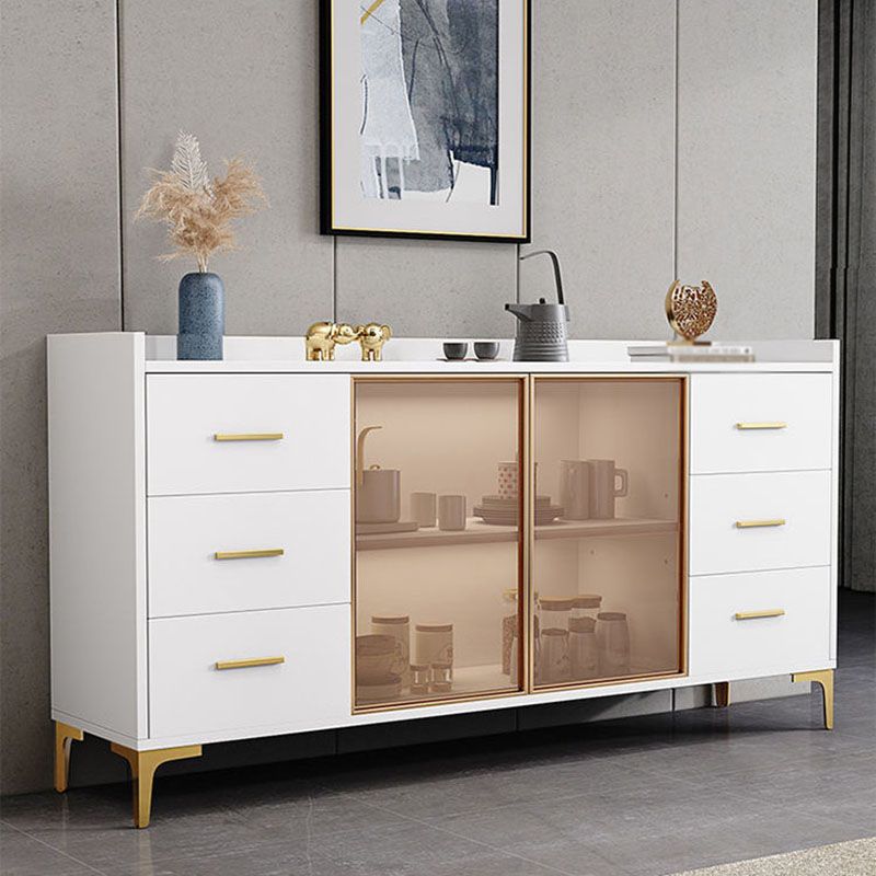 Moderner technischer Holz -Sideboard 35,4 "H Buffet Server mit Glastüren