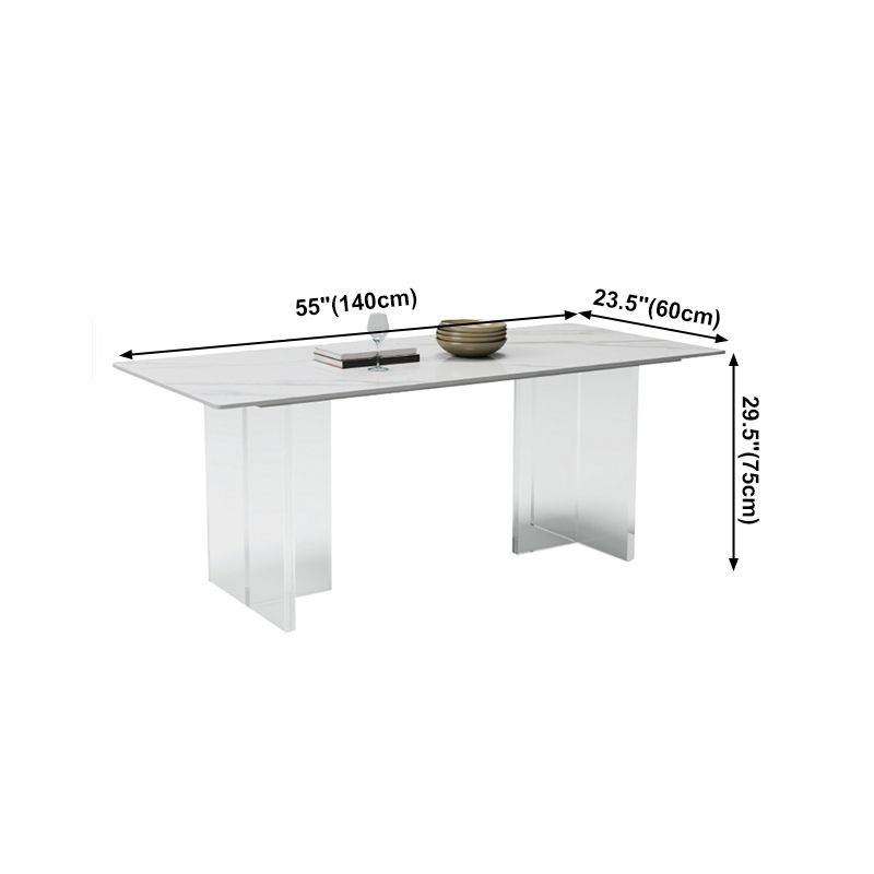 Modern White Dining Table Rectangle Sintered Stone Dining Table with Acrylic Base Clearhalo ' dining_table' 'Dining Tables & Seating' 'Dining Tables' 'furn' 'furn_dining_table' 'Furniture' 'furniture_dining_table' 'Kitchen & Dining Furniture' 'kitchen&dining_furn' 'kitchen' 'kitchen_dining_table' 1200x1200_3905a080-9b45-406c-bc4d-9351843b9ffd
