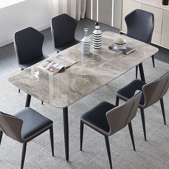 Sintered Stone Modern Style Dining Table Rectangle Table with 4 Legs for Home Clearhalo ' dining_table' 'Dining Tables & Seating' 'Dining Tables' 'Furniture' 'furniture_dining_table' 'Kitchen & Dining Furniture' 'kitchen&dining_furn' 'kitchen' 'kitchen_dining_table' 1200x1200_3908621c-107f-4ff1-b757-da7b573b8865