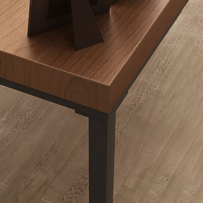 Escritorio de escritura industrial escritorio de secretario marrón rectangular con patas de metal