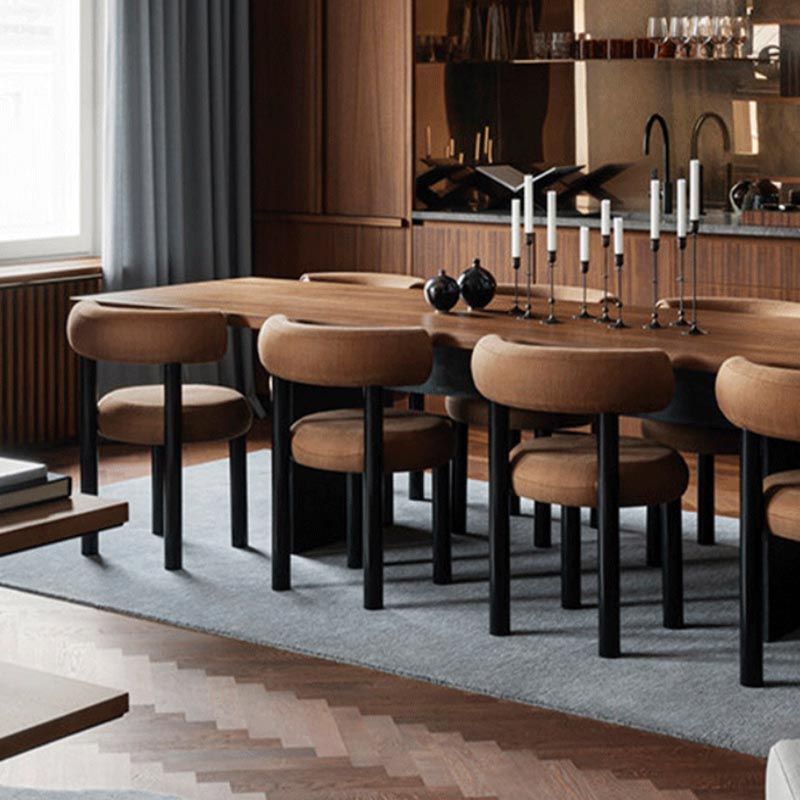 Contemporary Linen Dining Chair Open Back Dining Side Furniture in Matte Finish Clearhalo 'Dining Chairs' 'Dining Tables & Seating' 'dining_chair' 'furn' 'furn_dining_chair' 'Furniture' 'Kitchen & Dining Furniture' 1200x1200_390a473b-17d1-4a66-9d4a-a120588e339b