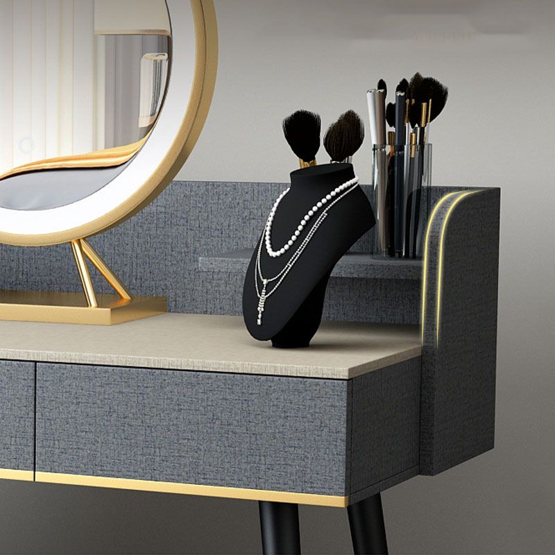 Tocador de maquillaje con madera de cajón con mesa de maquillaje y taburete glamour