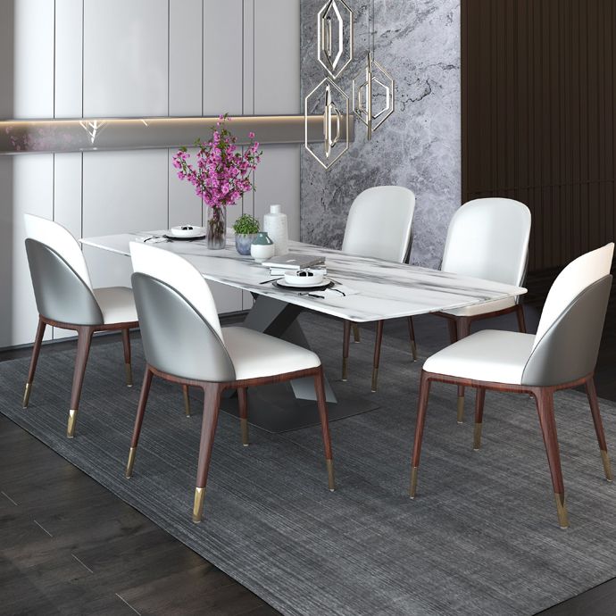 Armless Dining Chairs Modern Faux Leather Side Chairs for Home Clearhalo 'Dining Chairs' 'Dining Tables & Seating' 'dining_chair' 'furn' 'furn_dining_chair' 'Furniture' 'furniture_dining_chair' 'Kitchen & Dining Furniture' 1200x1200_390bbfcb-bdef-484a-8639-301c5c3454ee