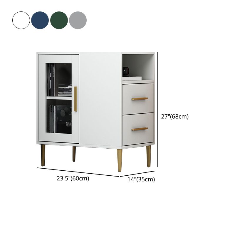 Modern Accent Cabinet with Straight Legs and 2 Drawers and 1/2 Doors
