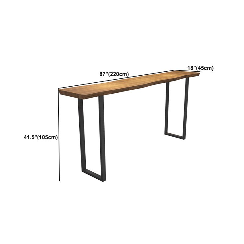Mesa de bar de madera maciza especializada Mesa de bar de pub industrial marrón con base de trineo