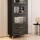 Contemporary Black Chest Glass Paned Accent Cabinet with Drawer Clearhalo 'Cabinets & Chests' 'cabinets_chests' 'furn' 'furn_cabinets_chests' 'Furniture' 'Living Room Furniture' 1200x1200_390fcaff-03d0-4f7f-a8ee-2d9dffa82634