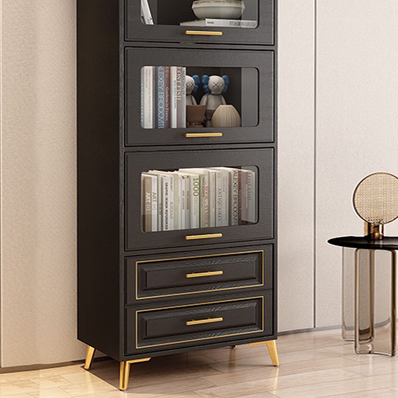 Contemporary Black Chest Glass Paned Accent Cabinet with Drawer Clearhalo 'Cabinets & Chests' 'cabinets_chests' 'furn' 'furn_cabinets_chests' 'Furniture' 'Living Room Furniture' 1200x1200_390fcaff-03d0-4f7f-a8ee-2d9dffa82634