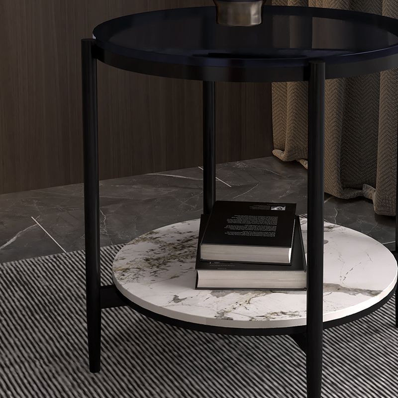 Modernistic 4 gambe rotonde a doppio livello di soggiorno tavolino