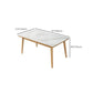Modern White Rectangle Stone Dining Table with Solid Wood Legs