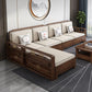 Contemporary Sectional Sofa Walnut Wood Sectional with Pillows