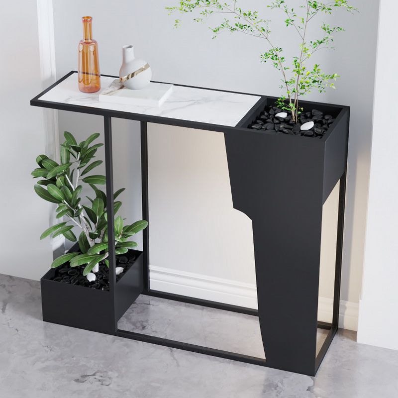 Mesa de consola rectangular contemporánea mesa de sofá de consola negra para hall