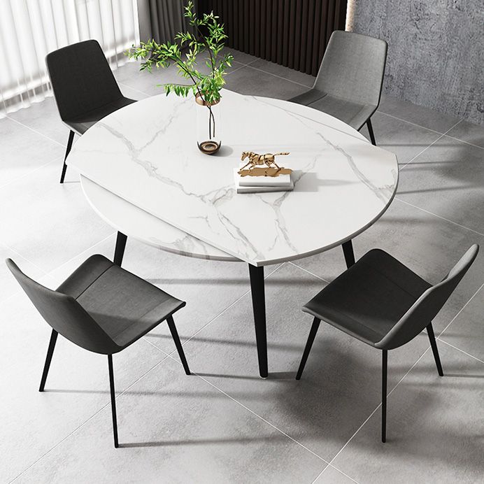 Round 4-foot Dining Site Table Simplicity Style Stone Drop-Leaf Dinette Table for Home Clearhalo ' dining_table' 'Dining Tables & Seating' 'Dining Tables' 'Furniture' 'furniture_dining_table' 'Kitchen & Dining Furniture' 'kitchen&dining_furn' 'kitchen' 'kitchen_dining_table' 1200x1200_39143506-a083-41d8-90e9-1bb803c146d4