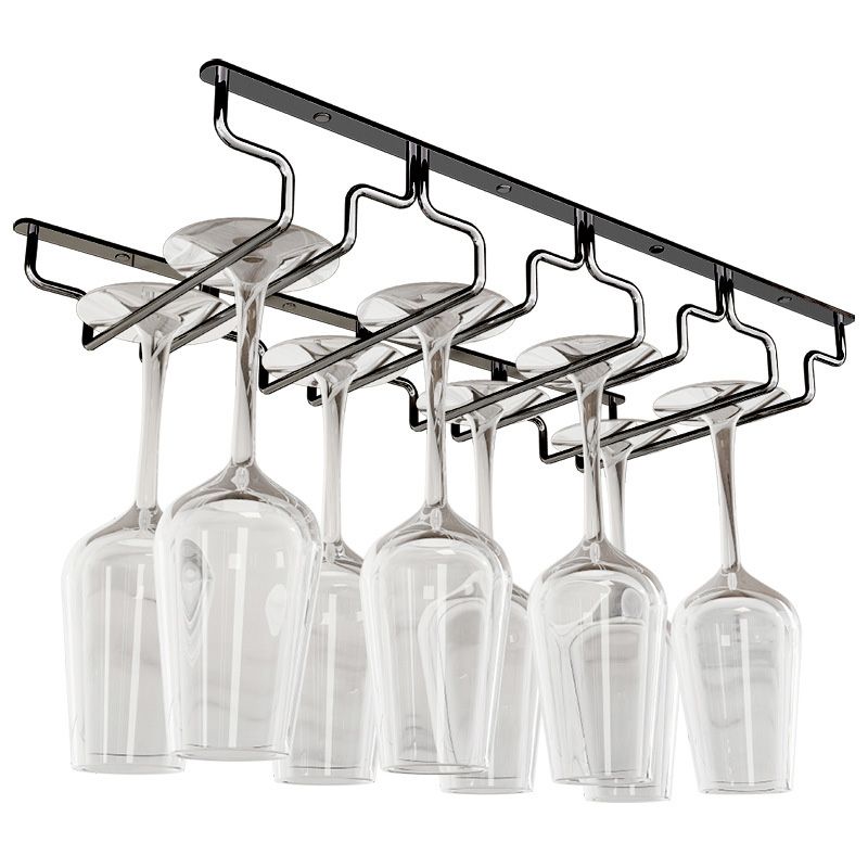 Contemporary Hanging Glass & Stemware Holder Stainless Steel Glass Rack in Black Clearhalo 'furn' 'furn_wine_racks' 'Furniture' 'Kitchen & Dining Furniture' 'Wine Racks' 'wine_racks' 1200x1200_39160d65-023e-4a21-b049-1fde1caebf45