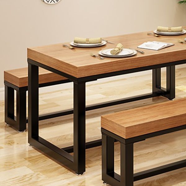 Industrial Natural Finish Dining Table Indoor Rectangle Table with Metal Base Clearhalo 'Dining Tables & Seating' 'Dining Tables' 'dining_table' 'furn' 'furn_dining_table' 'Furniture' 'Kitchen & Dining Furniture' 1200x1200_39162c08-1fe1-4de2-b934-eff813e47668