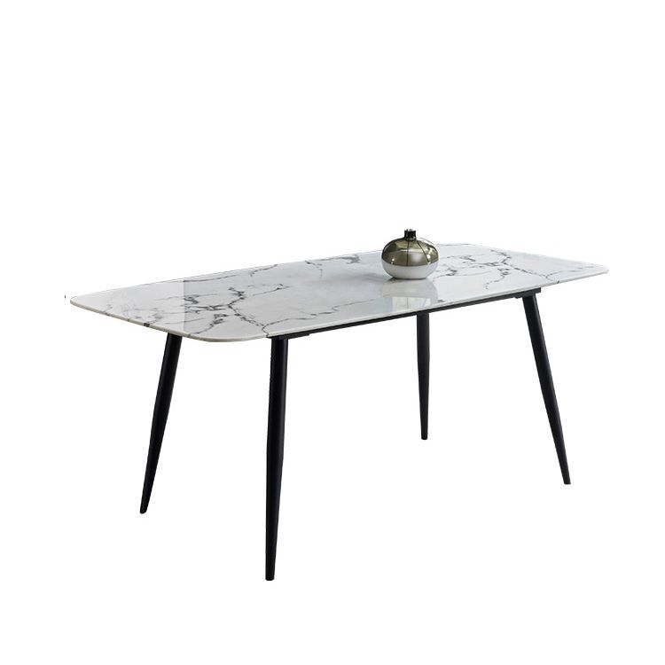 White Top Table with 4 Metal Legs Industrial Rectangle Dining Table Clearhalo 'Dining Tables & Seating' 'Dining Tables' 'dining_table' 'furn' 'furn_dining_table' 'Furniture' 'Kitchen & Dining Furniture' 1200x1200_3916d847-bedf-4b35-9ebb-79595a201d18