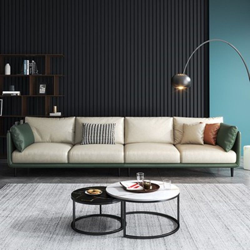 Modern Style Square Armrest Sponge Cushions Fill The Green and White/orange and White Sofa Clearhalo 'furn' 'furn_sofas' 'Furniture' 'furniture_sofas' 'kitchen' 'kitchen_sofas' 'Living Room Furniture' 'Sofa' 'sofas' 1200x1200_391afa2b-0cf0-488f-b2c3-31e8f28f5c3a