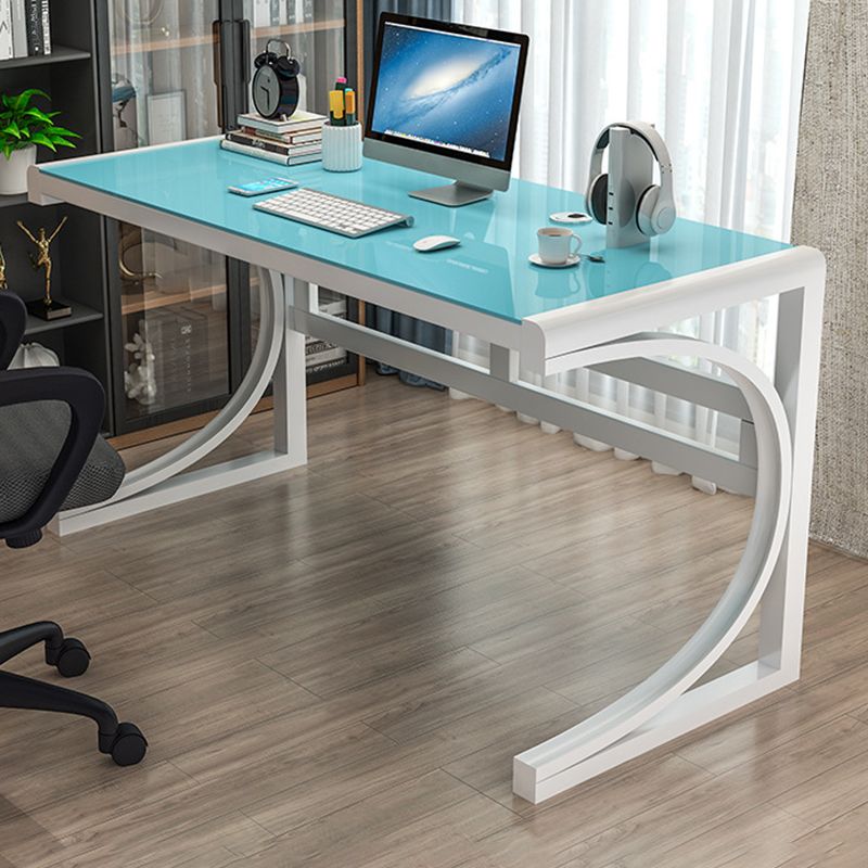 Zeitgenössischer Büro Schreibtisch Glas Antiquitäten Finish Computertisch mit Metallbeinen