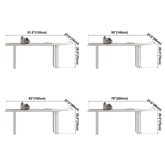 Metal Modern Double Pedestal Dining Table Sintered Stone Top Table for Dining Room and Kitchen